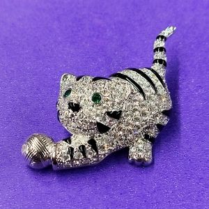 Swarovski Tabby Cat Brooch
